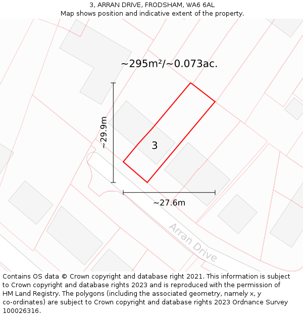 3, ARRAN DRIVE, FRODSHAM, WA6 6AL: Plot and title map