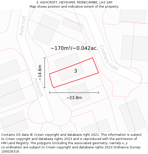 3, ASHCROFT, HEYSHAM, MORECAMBE, LA3 2AP: Plot and title map