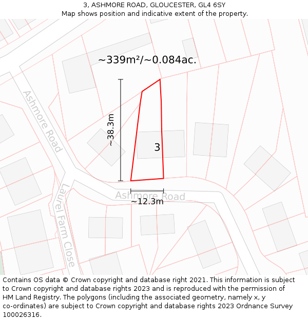 3, ASHMORE ROAD, GLOUCESTER, GL4 6SY: Plot and title map