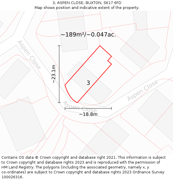 3, ASPEN CLOSE, BUXTON, SK17 6FD: Plot and title map