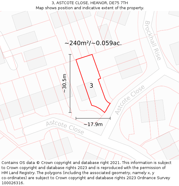 3, ASTCOTE CLOSE, HEANOR, DE75 7TH: Plot and title map