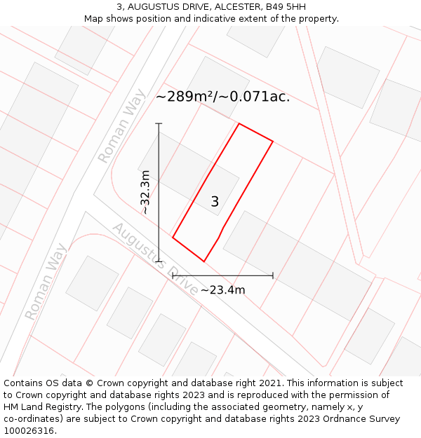 3, AUGUSTUS DRIVE, ALCESTER, B49 5HH: Plot and title map