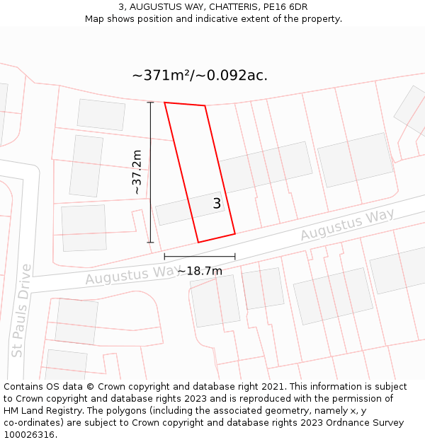 3, AUGUSTUS WAY, CHATTERIS, PE16 6DR: Plot and title map