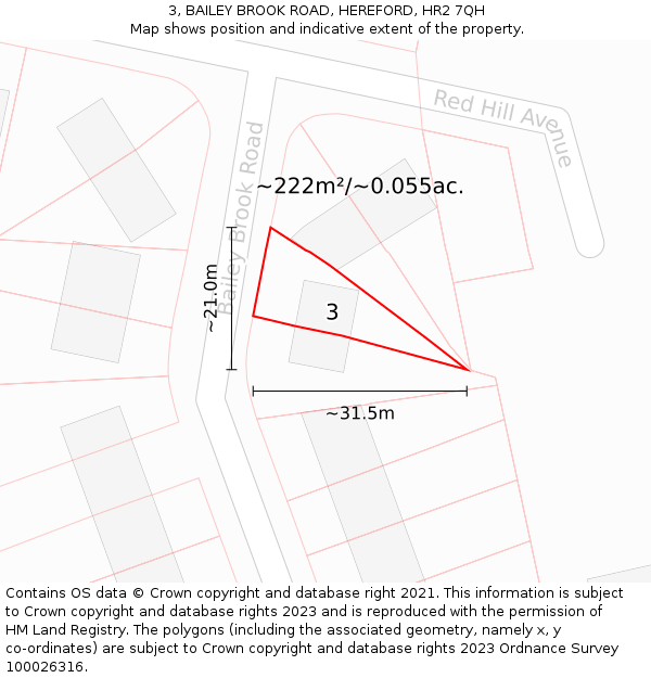 3, BAILEY BROOK ROAD, HEREFORD, HR2 7QH: Plot and title map
