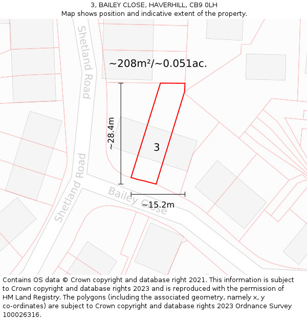 3, BAILEY CLOSE, HAVERHILL, CB9 0LH: Plot and title map