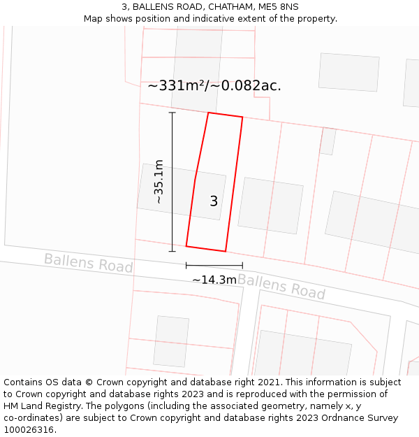 3, BALLENS ROAD, CHATHAM, ME5 8NS: Plot and title map