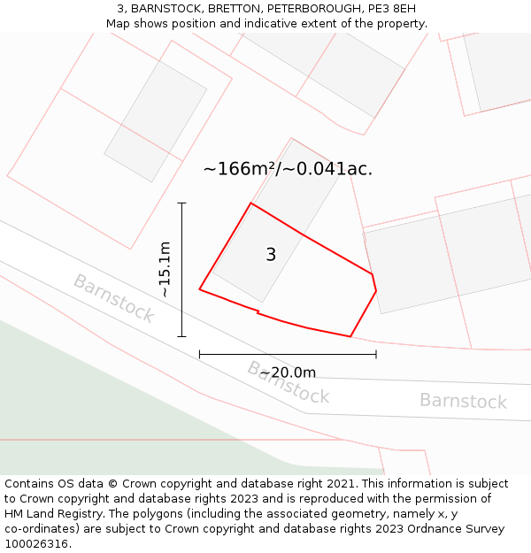 3, BARNSTOCK, BRETTON, PETERBOROUGH, PE3 8EH: Plot and title map