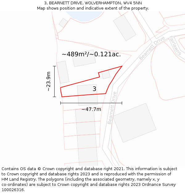 3, BEARNETT DRIVE, WOLVERHAMPTON, WV4 5NN: Plot and title map