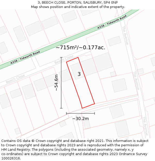 3, BEECH CLOSE, PORTON, SALISBURY, SP4 0NP: Plot and title map