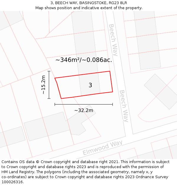 3, BEECH WAY, BASINGSTOKE, RG23 8LR: Plot and title map