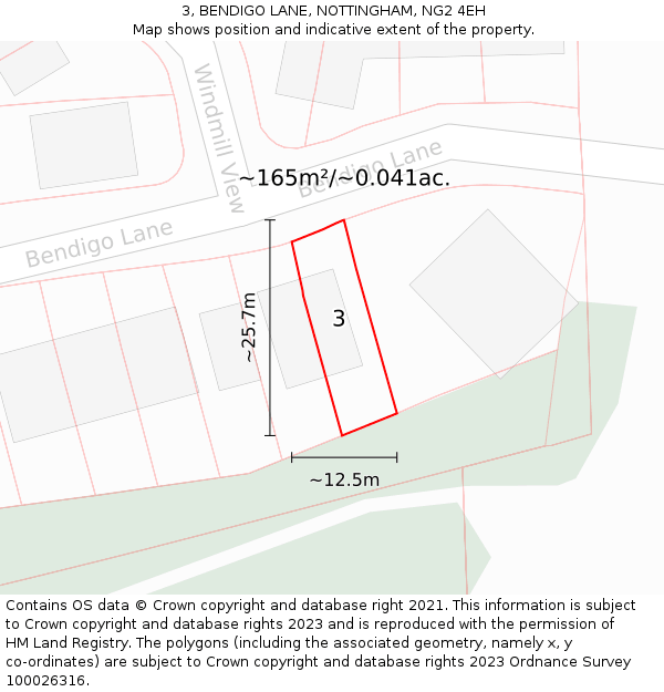 3, BENDIGO LANE, NOTTINGHAM, NG2 4EH: Plot and title map
