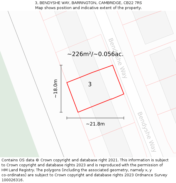 3, BENDYSHE WAY, BARRINGTON, CAMBRIDGE, CB22 7RS: Plot and title map