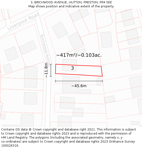 3, BIRCHWOOD AVENUE, HUTTON, PRESTON, PR4 5EE: Plot and title map