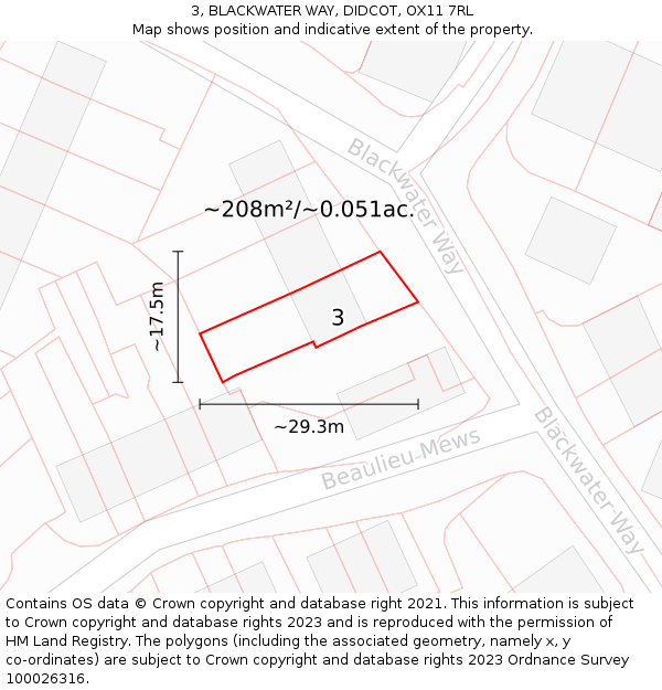 3, BLACKWATER WAY, DIDCOT, OX11 7RL: Plot and title map