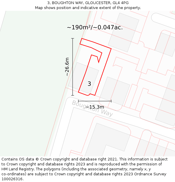 3, BOUGHTON WAY, GLOUCESTER, GL4 4PG: Plot and title map