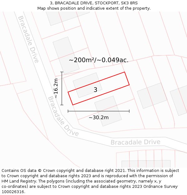 3, BRACADALE DRIVE, STOCKPORT, SK3 8RS: Plot and title map