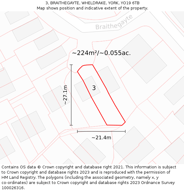 3, BRAITHEGAYTE, WHELDRAKE, YORK, YO19 6TB: Plot and title map