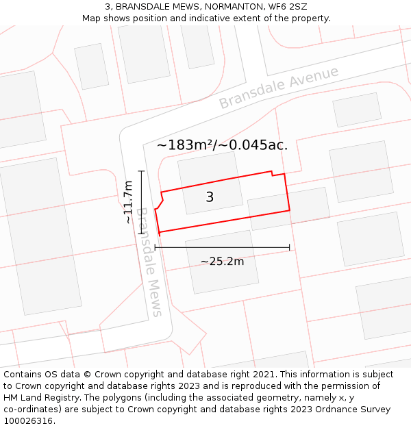 3, BRANSDALE MEWS, NORMANTON, WF6 2SZ: Plot and title map
