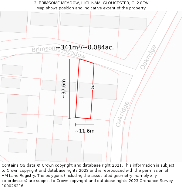 3, BRIMSOME MEADOW, HIGHNAM, GLOUCESTER, GL2 8EW: Plot and title map