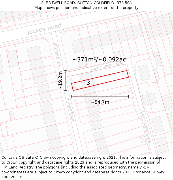 3, BRITWELL ROAD, SUTTON COLDFIELD, B73 5SN: Plot and title map