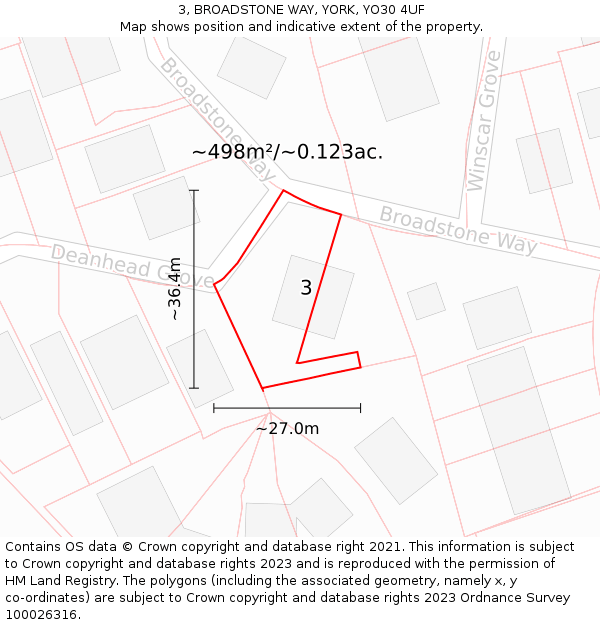 3, BROADSTONE WAY, YORK, YO30 4UF: Plot and title map