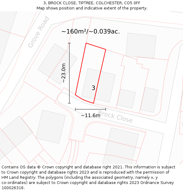 3, BROCK CLOSE, TIPTREE, COLCHESTER, CO5 0FF: Plot and title map