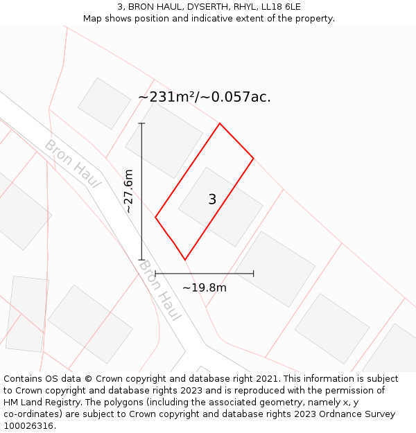 3, BRON HAUL, DYSERTH, RHYL, LL18 6LE: Plot and title map