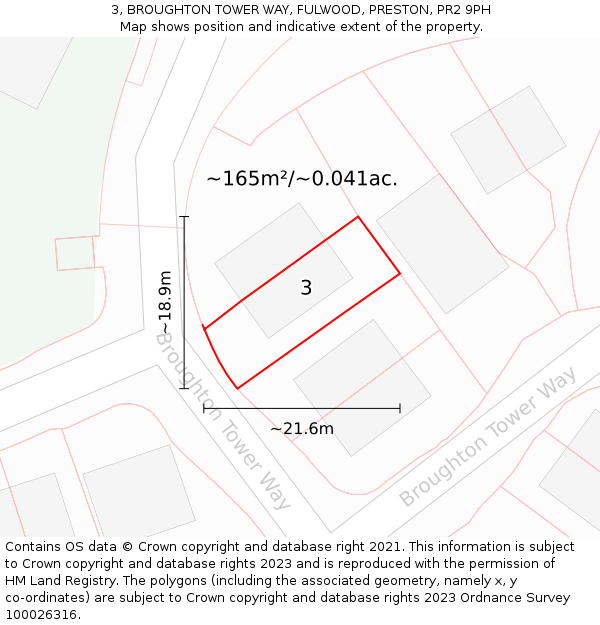 3, BROUGHTON TOWER WAY, FULWOOD, PRESTON, PR2 9PH: Plot and title map