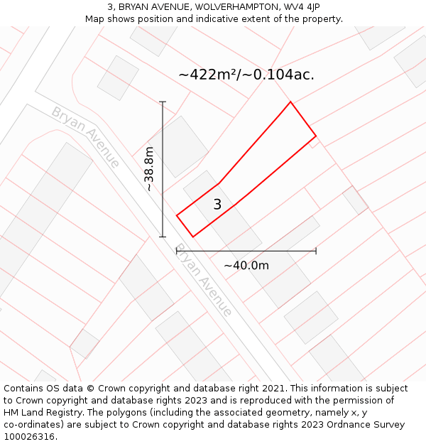 3, BRYAN AVENUE, WOLVERHAMPTON, WV4 4JP: Plot and title map
