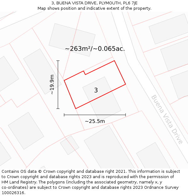 3, BUENA VISTA DRIVE, PLYMOUTH, PL6 7JE: Plot and title map