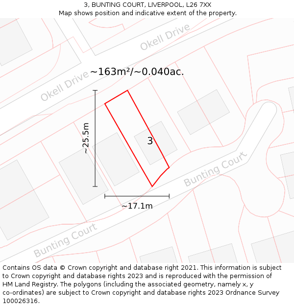 3, BUNTING COURT, LIVERPOOL, L26 7XX: Plot and title map