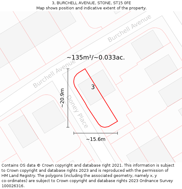 3, BURCHELL AVENUE, STONE, ST15 0FE: Plot and title map
