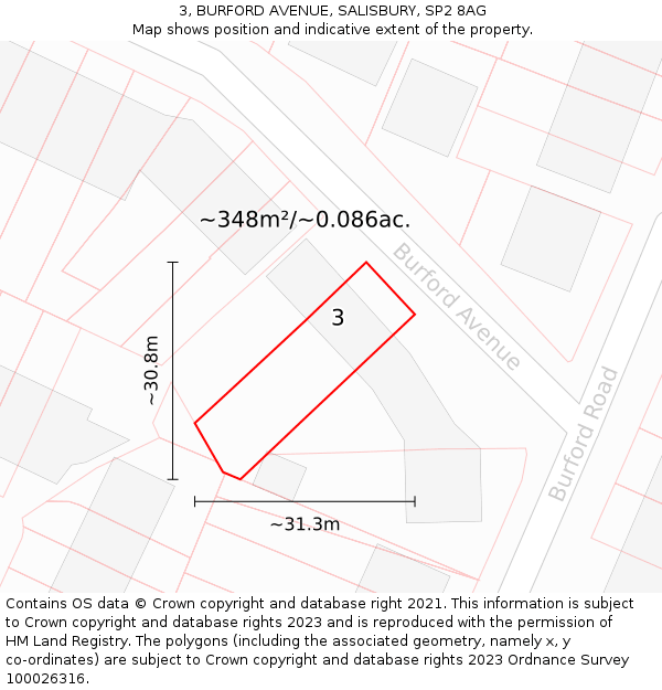 3, BURFORD AVENUE, SALISBURY, SP2 8AG: Plot and title map