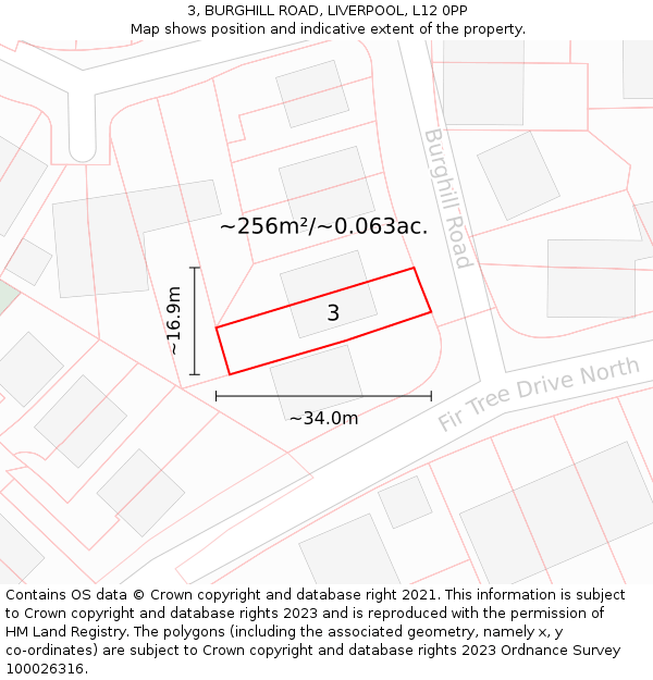 3, BURGHILL ROAD, LIVERPOOL, L12 0PP: Plot and title map