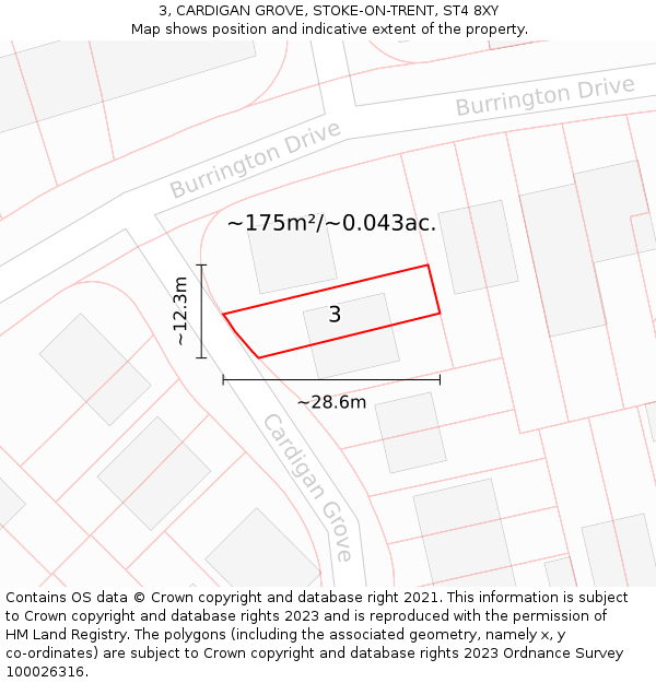 3, CARDIGAN GROVE, STOKE-ON-TRENT, ST4 8XY: Plot and title map
