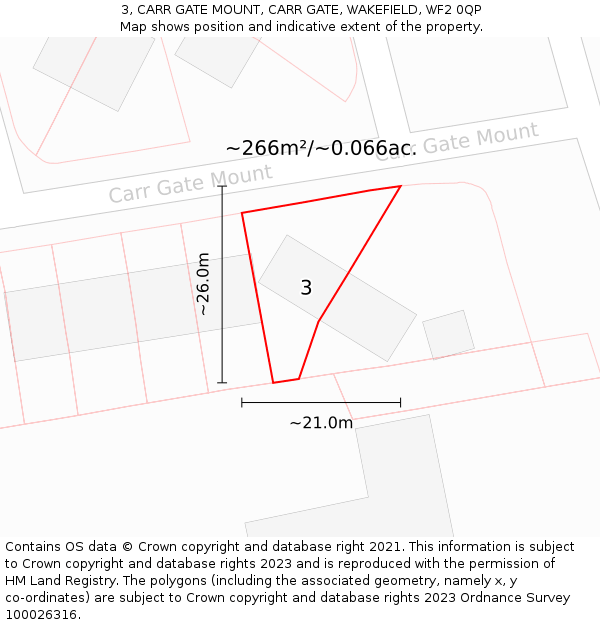 3, CARR GATE MOUNT, CARR GATE, WAKEFIELD, WF2 0QP: Plot and title map