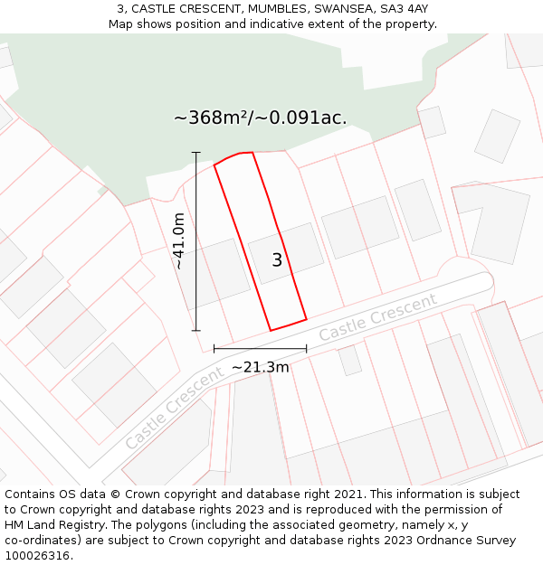 3, CASTLE CRESCENT, MUMBLES, SWANSEA, SA3 4AY: Plot and title map