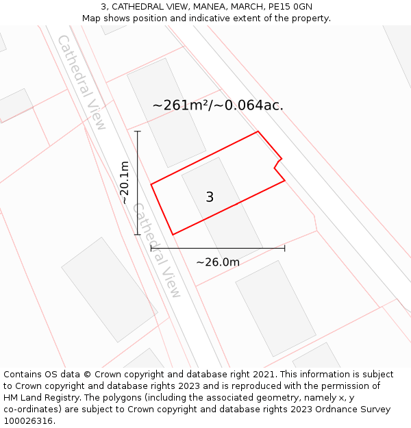 3, CATHEDRAL VIEW, MANEA, MARCH, PE15 0GN: Plot and title map
