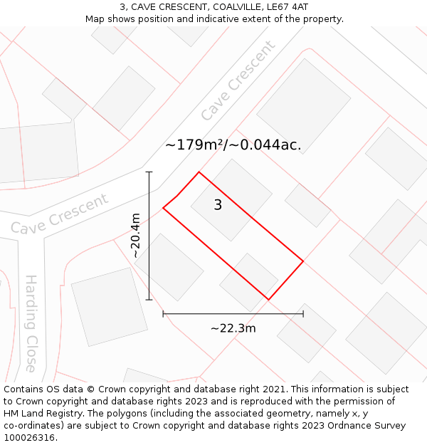 3, CAVE CRESCENT, COALVILLE, LE67 4AT: Plot and title map