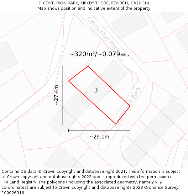 3, CENTURION PARK, KIRKBY THORE, PENRITH, CA10 1UL: Plot and title map