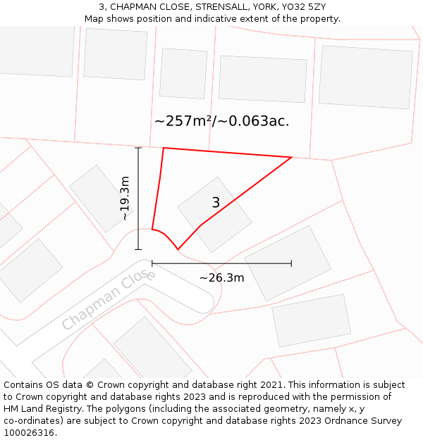 3, CHAPMAN CLOSE, STRENSALL, YORK, YO32 5ZY: Plot and title map