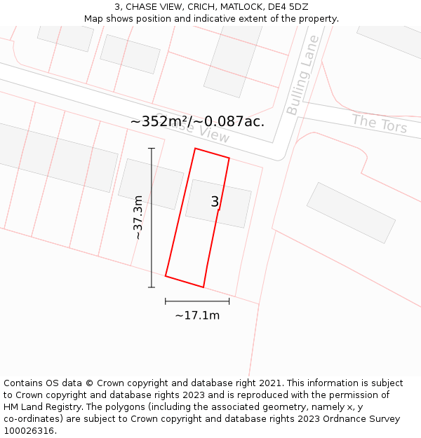 3, CHASE VIEW, CRICH, MATLOCK, DE4 5DZ: Plot and title map