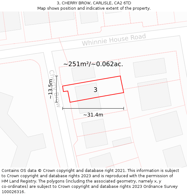 3, CHERRY BROW, CARLISLE, CA2 6TD: Plot and title map