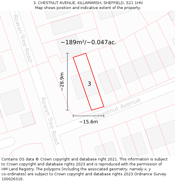 3, CHESTNUT AVENUE, KILLAMARSH, SHEFFIELD, S21 1HN: Plot and title map