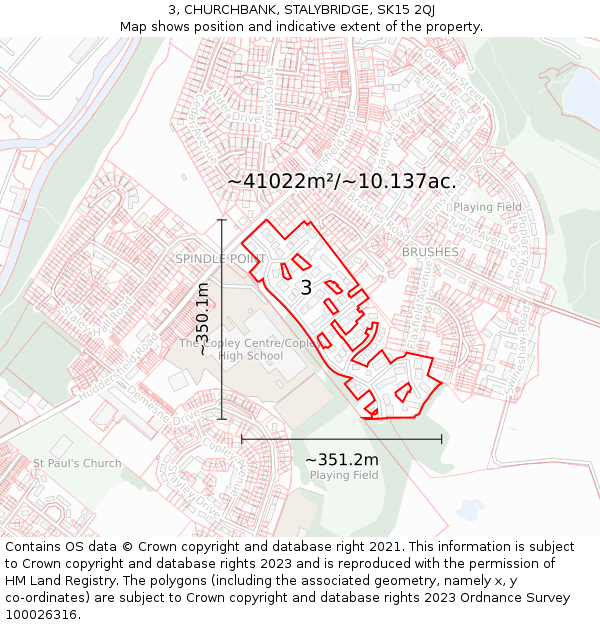 3, CHURCHBANK, STALYBRIDGE, SK15 2QJ: Plot and title map