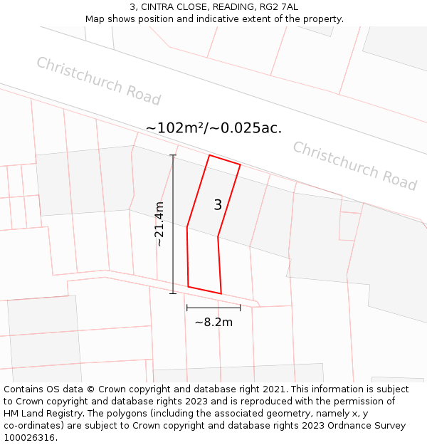 3, CINTRA CLOSE, READING, RG2 7AL: Plot and title map