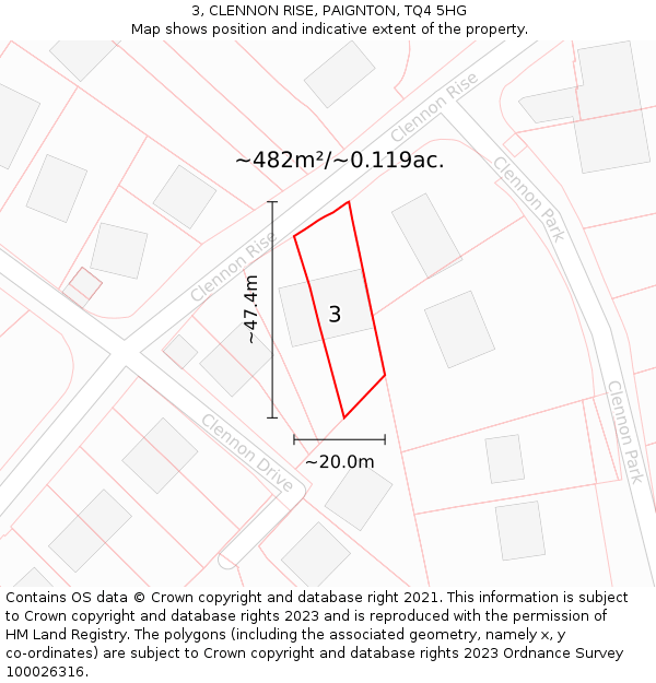 3, CLENNON RISE, PAIGNTON, TQ4 5HG: Plot and title map