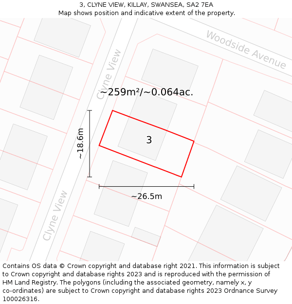 3, CLYNE VIEW, KILLAY, SWANSEA, SA2 7EA: Plot and title map