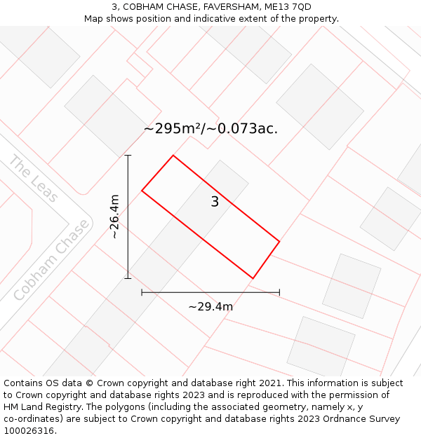 3, COBHAM CHASE, FAVERSHAM, ME13 7QD: Plot and title map