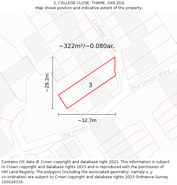 3, COLLEGE CLOSE, THAME, OX9 2DQ: Plot and title map